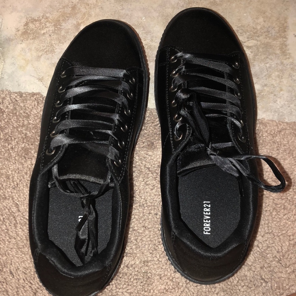 Black satin sneakers